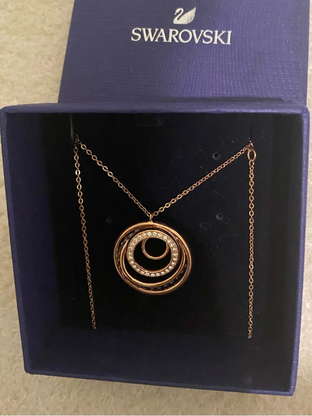 Swarovski Rose Gold Concentric Crystal Pendant Necklace